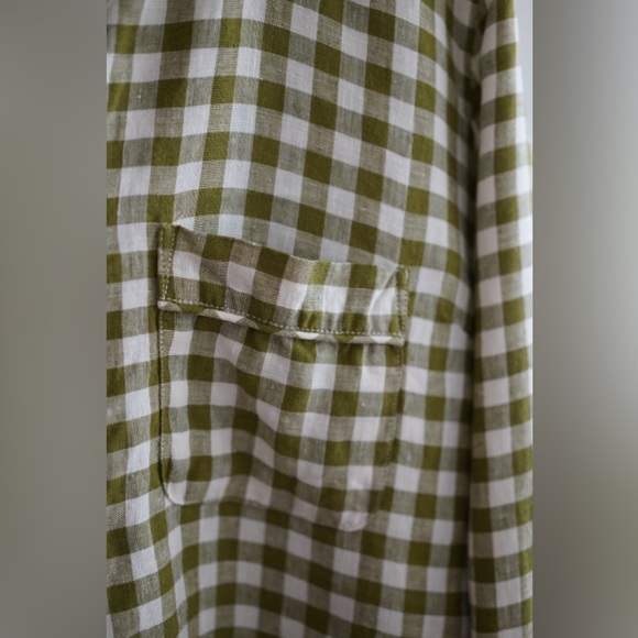 Piglet in Bed Botanical Green Gingham Linen Night Shirt - Picture 4 of 7